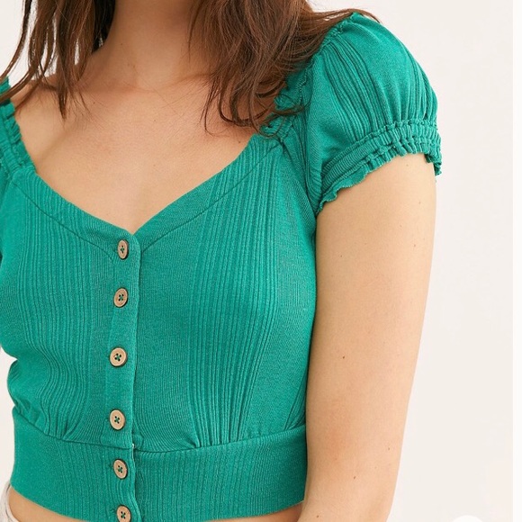 Free People Brighter Days Crop  Short Sleeve Top M - Picture 8 of 13